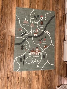 H&M Children's City Map Play Rug in Sage Green